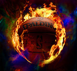 Layered Basketball Fire Background