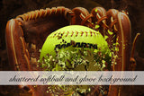 Layered Shattered Softball and Glove Background